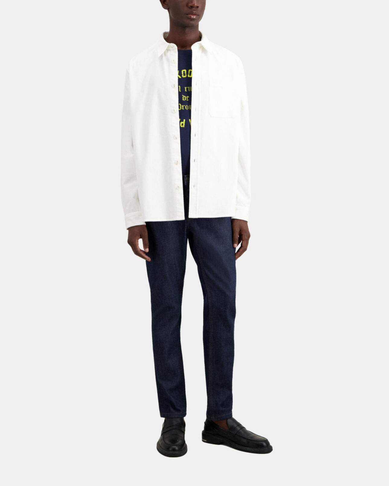The Kooples HOMME ECRU chemise écrue en velours côtelé
