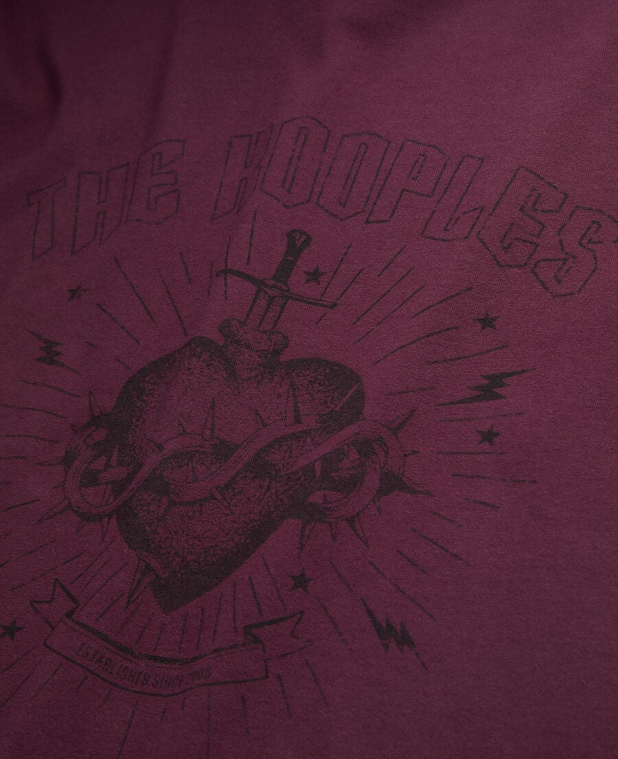 The Kooples HERREN BORDEAUX bordeauxrotes t-shirt herren mit siebdruck
