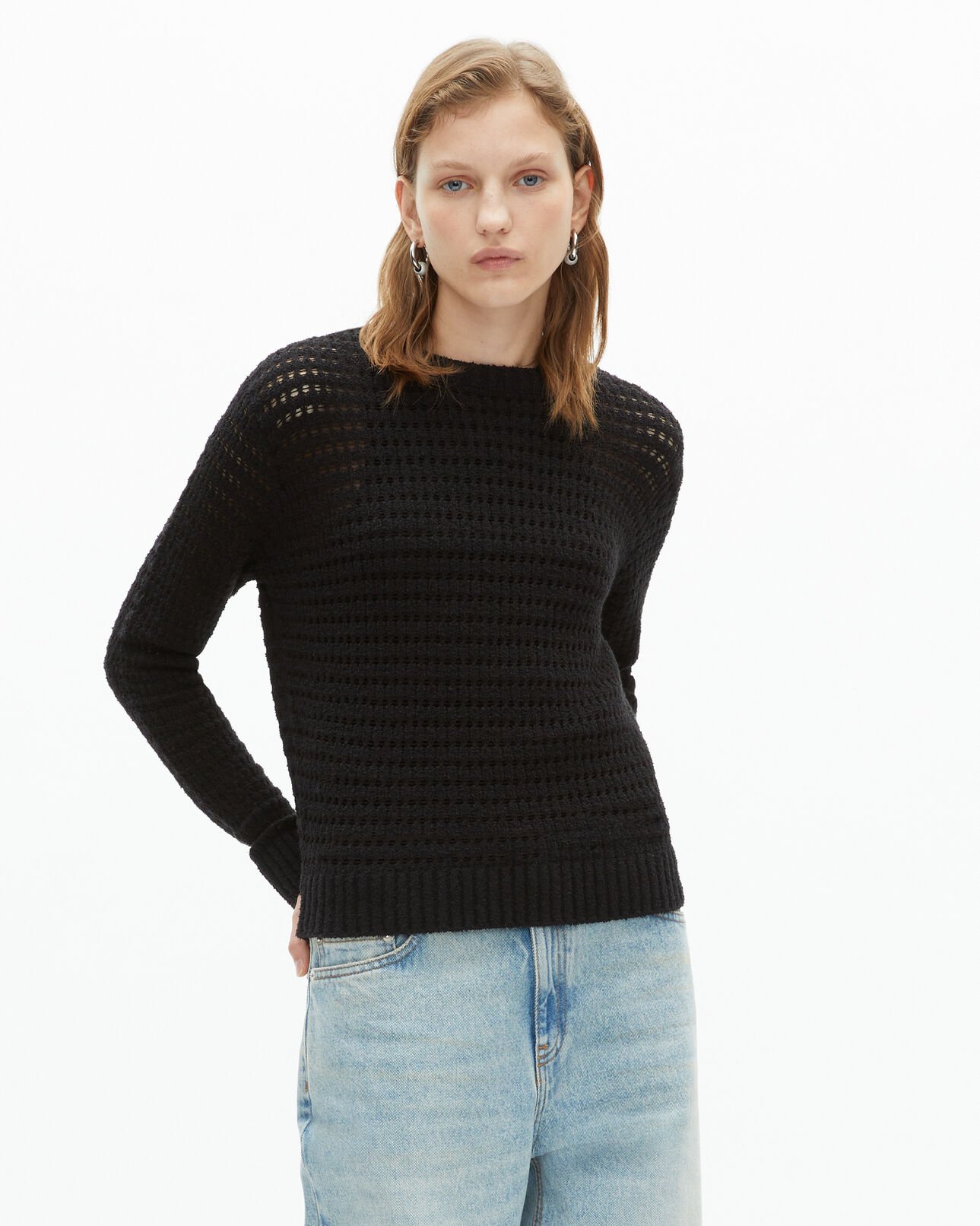 The Kooples FEMME BLACK pull ajouré mélangé noir