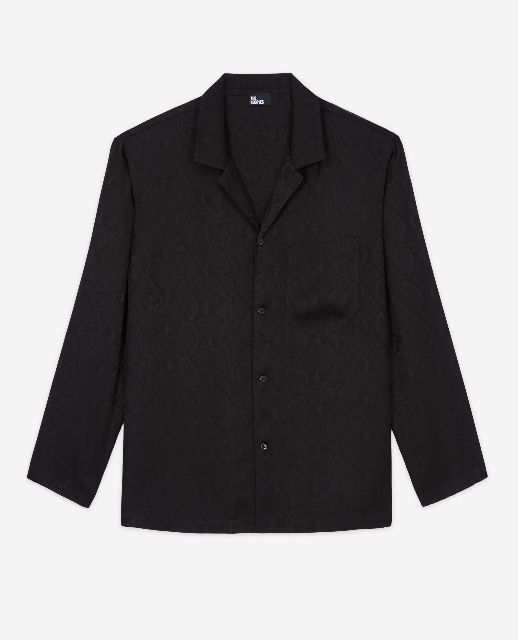 Snakeskin print casual shirt, BLACK, hi-res image number null