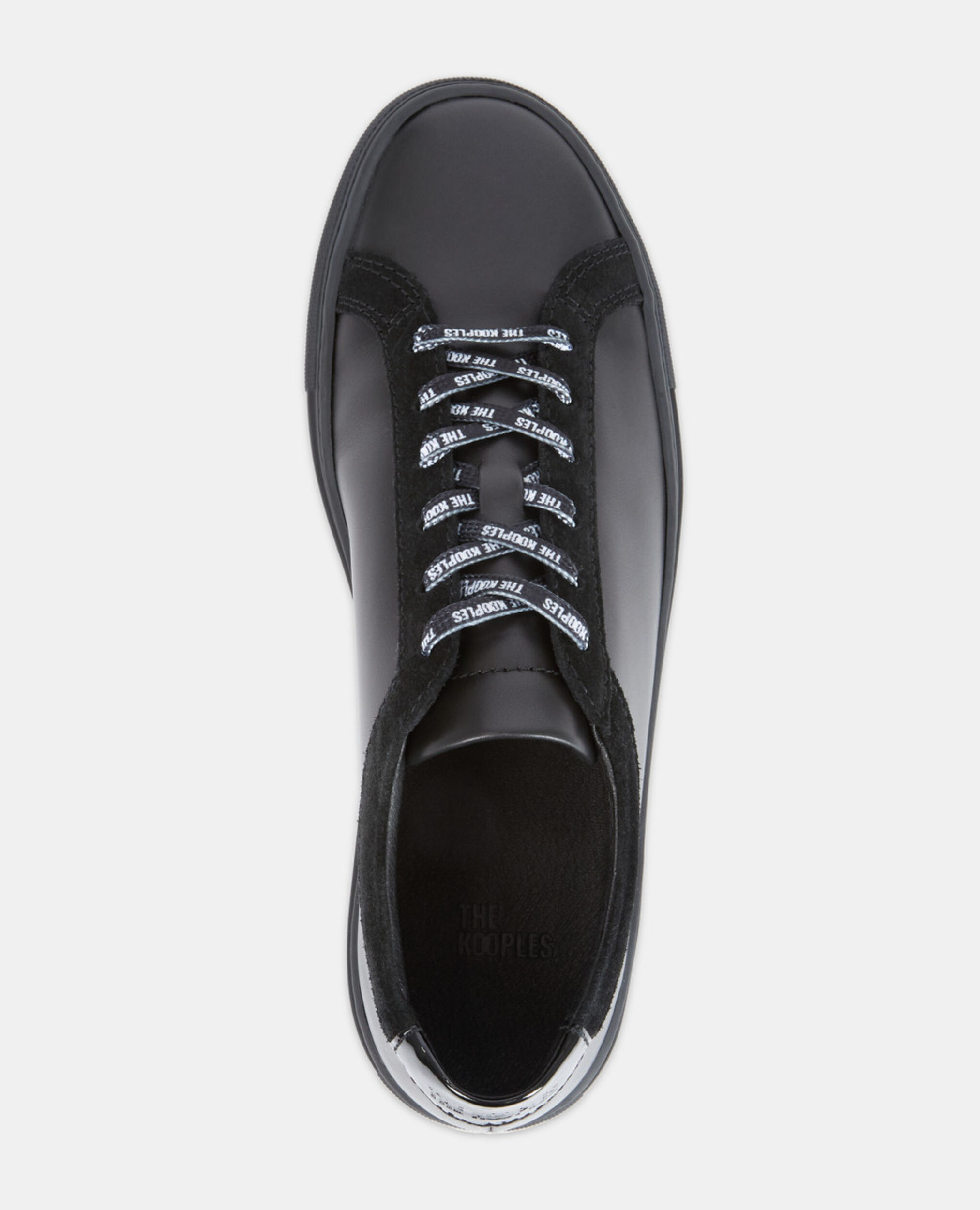 Black leather sneakers, BLACK, hi-res image number null