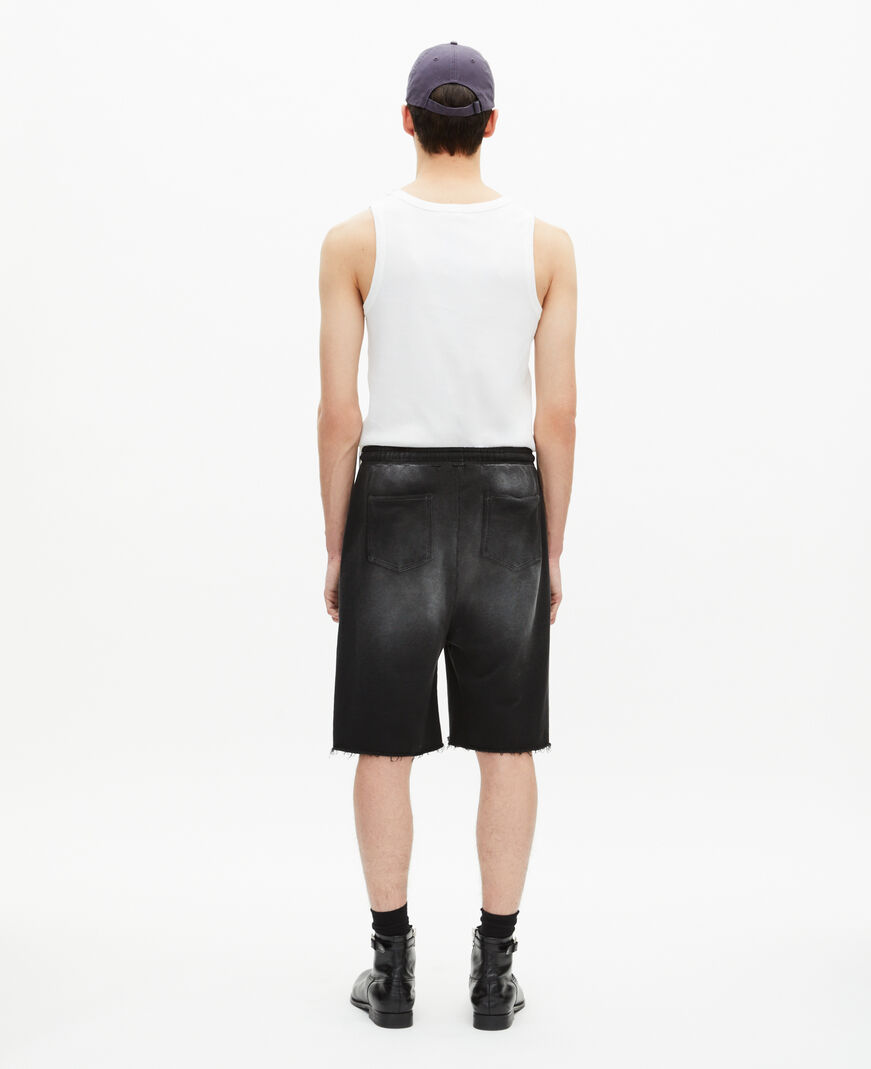 The Kooples MEN BLACK WASHED black washed cotton bermuda shorts
