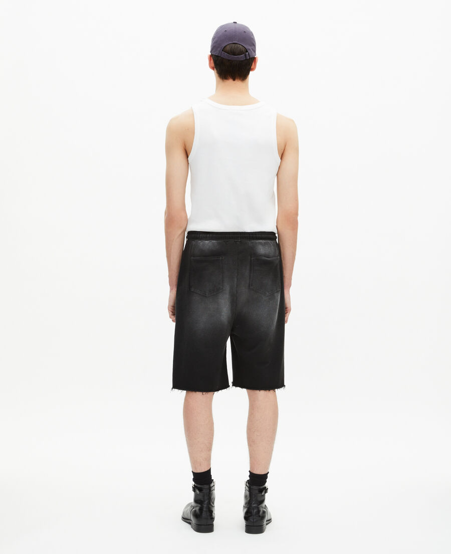 The Kooples MEN BLACK WASHED black washed cotton bermuda shorts