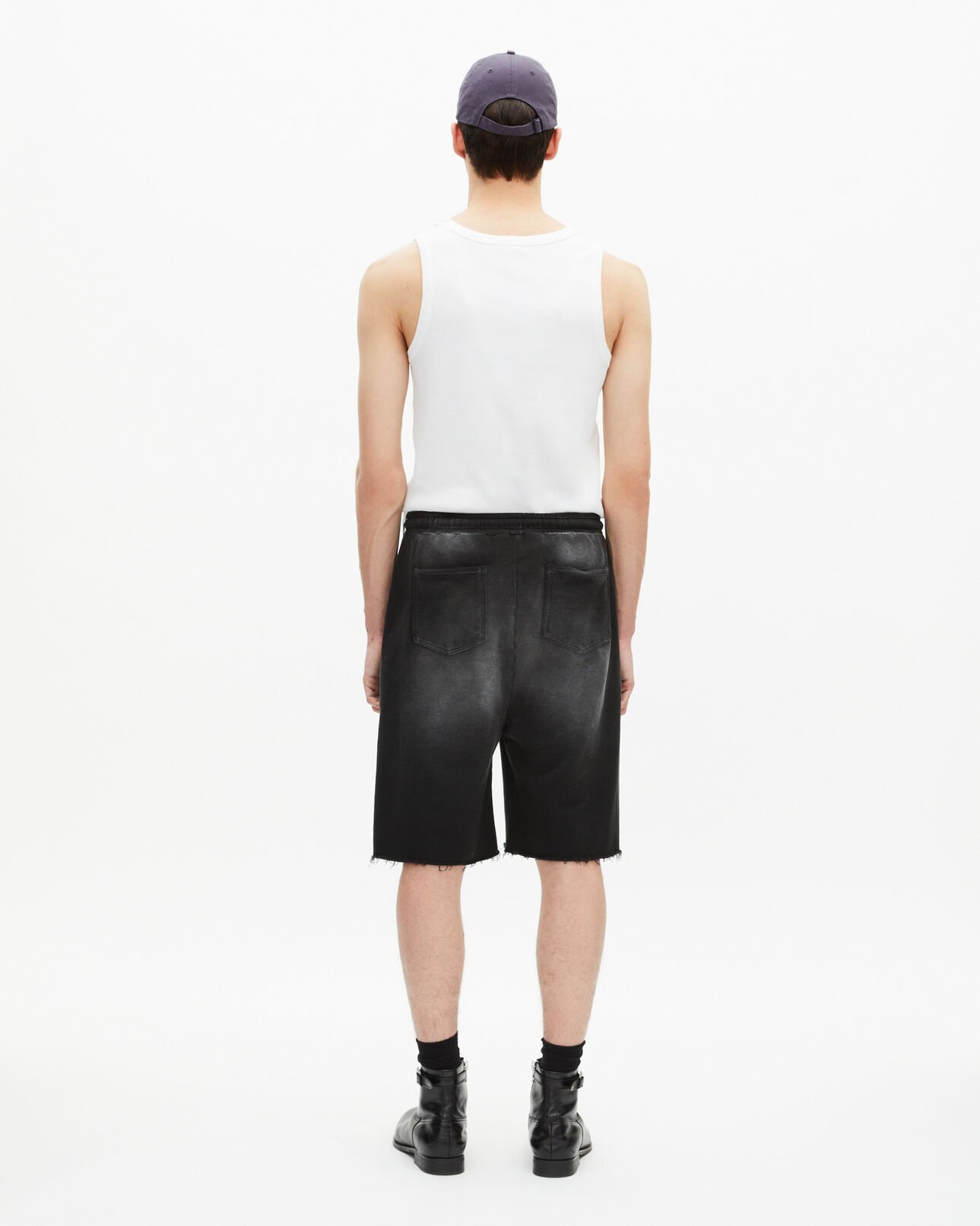 The Kooples HERREN BLACK WASHED schwarze bermudashorts aus gewaschener baumwolle