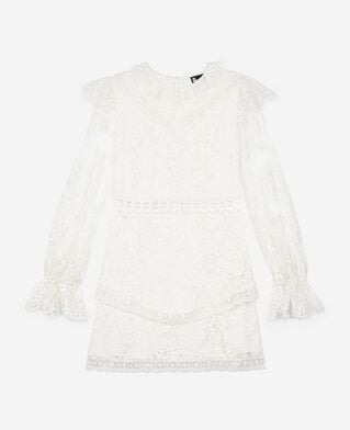 The Kooples FEMME WHITE robe courte en dentelle écrue
