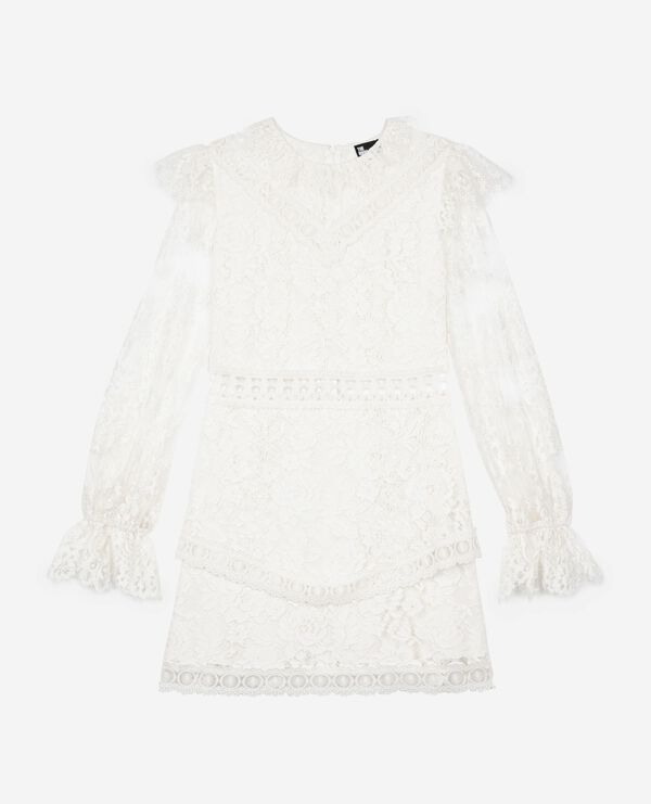The Kooples F WHITE short dress in ecru lace