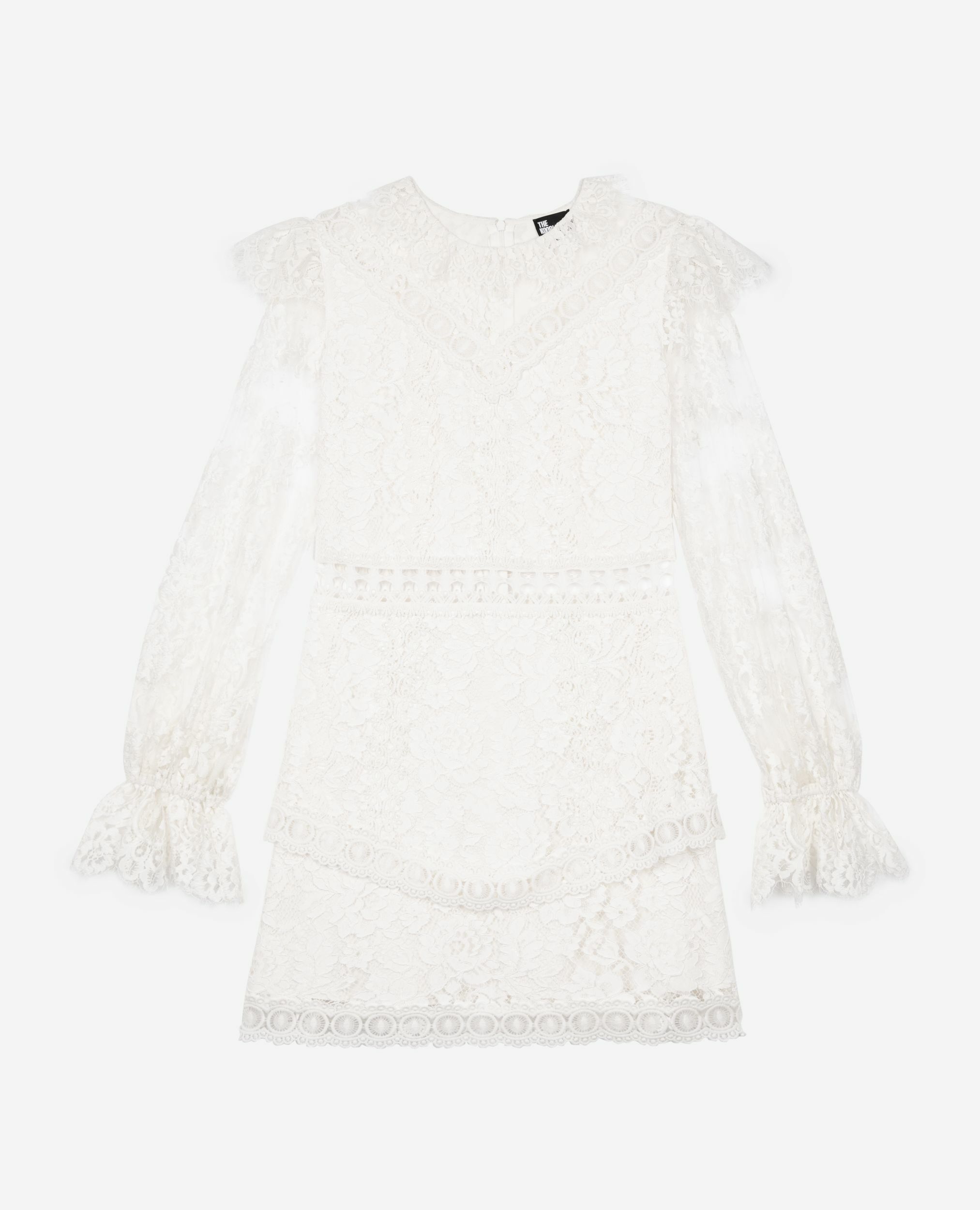 Robe courte en dentelle écrue, WHITE, hi-res image number null