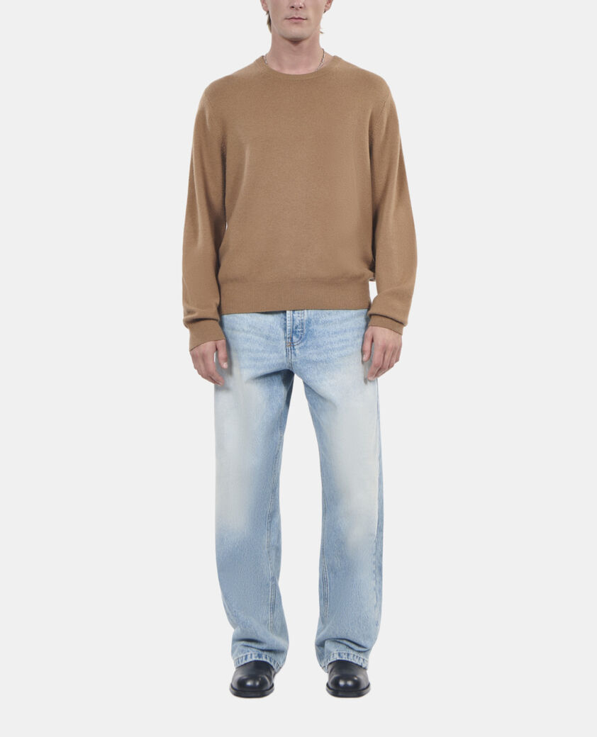 The Kooples HERREN DARK CAMEL camelfarbener pullover aus kaschmir