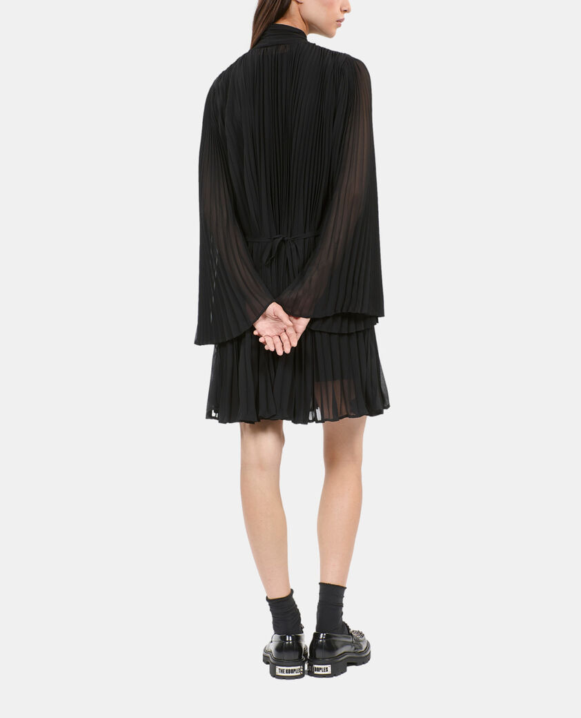 The Kooples FEMME BLACK robe courte pliss&eacute;e noire