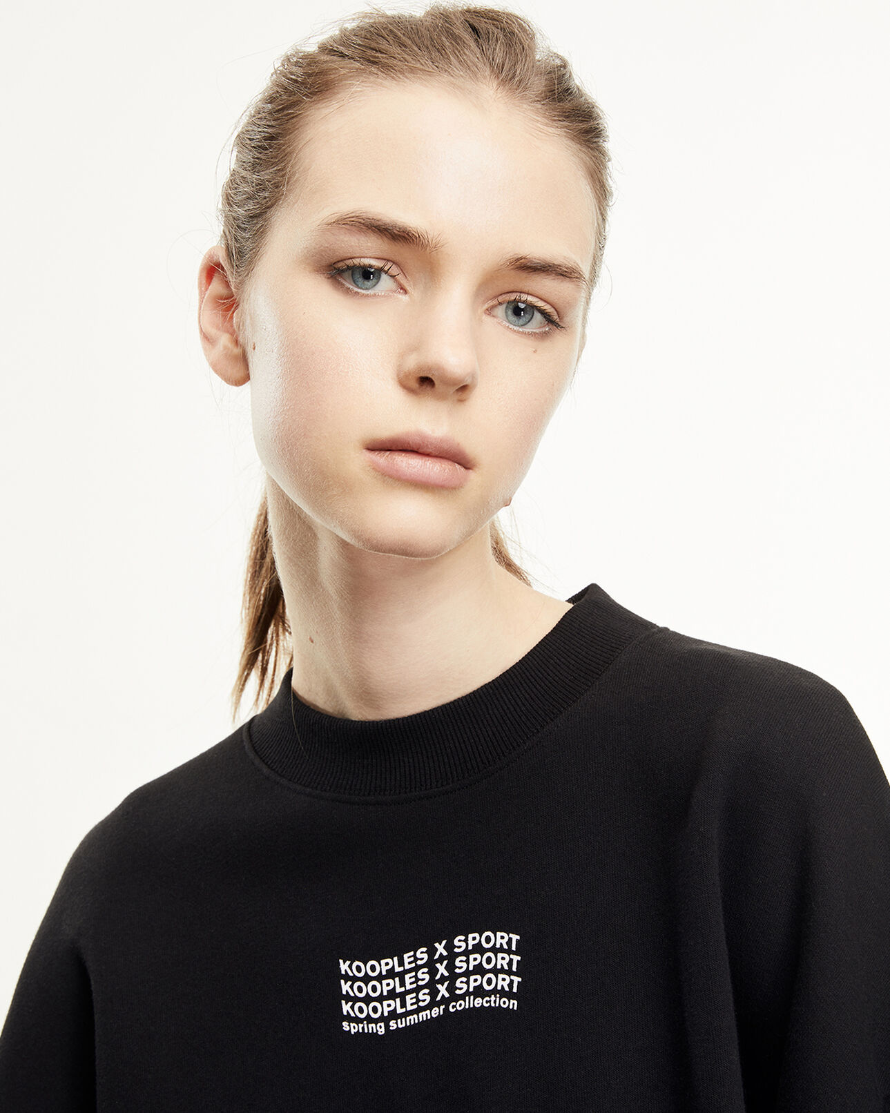 The Kooples FEMME BLACK sweat noir à logo vague contrasté