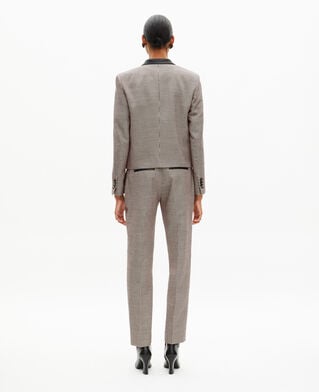 The Kooples WOMEN BLACK GREY short black and white houndstooth tailored jacket