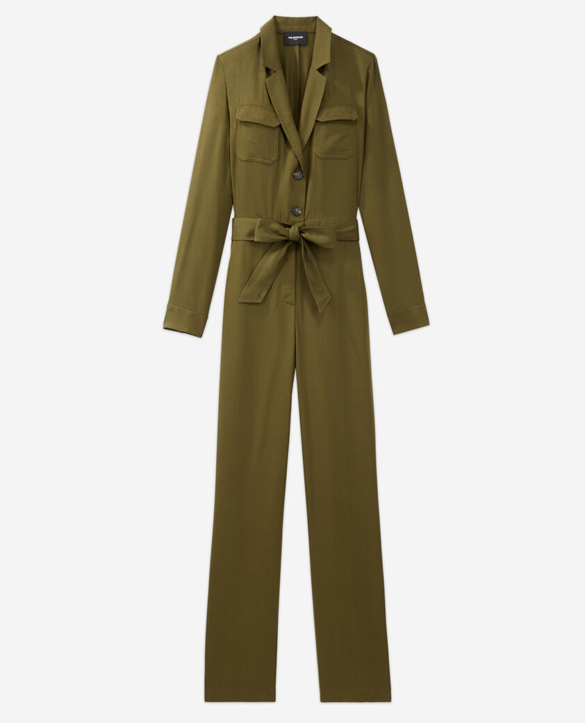 The Kooples F KAKI belted khaki tencel playsuit