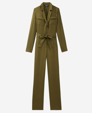 The Kooples F KAKI belted khaki tencel playsuit