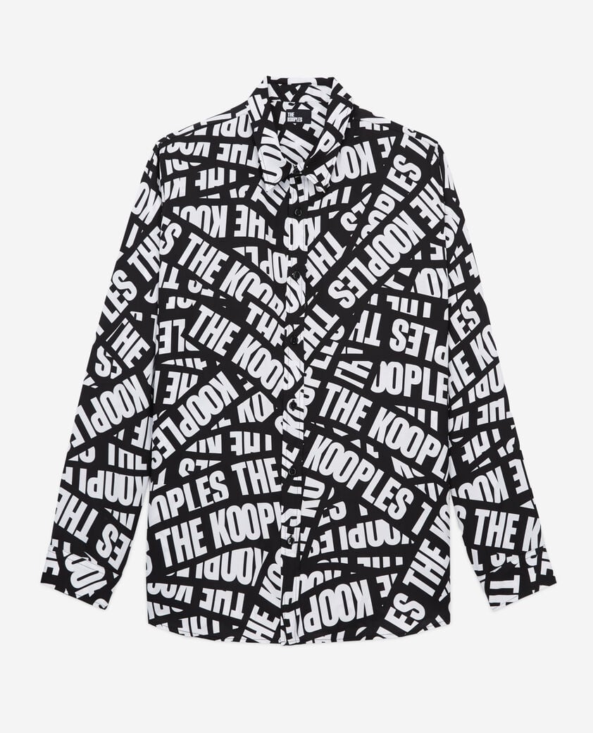 The Kooples H BLACK WHITE casual shirt with tape logo