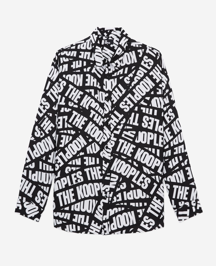 The Kooples H BLACK WHITE casual shirt with tape logo