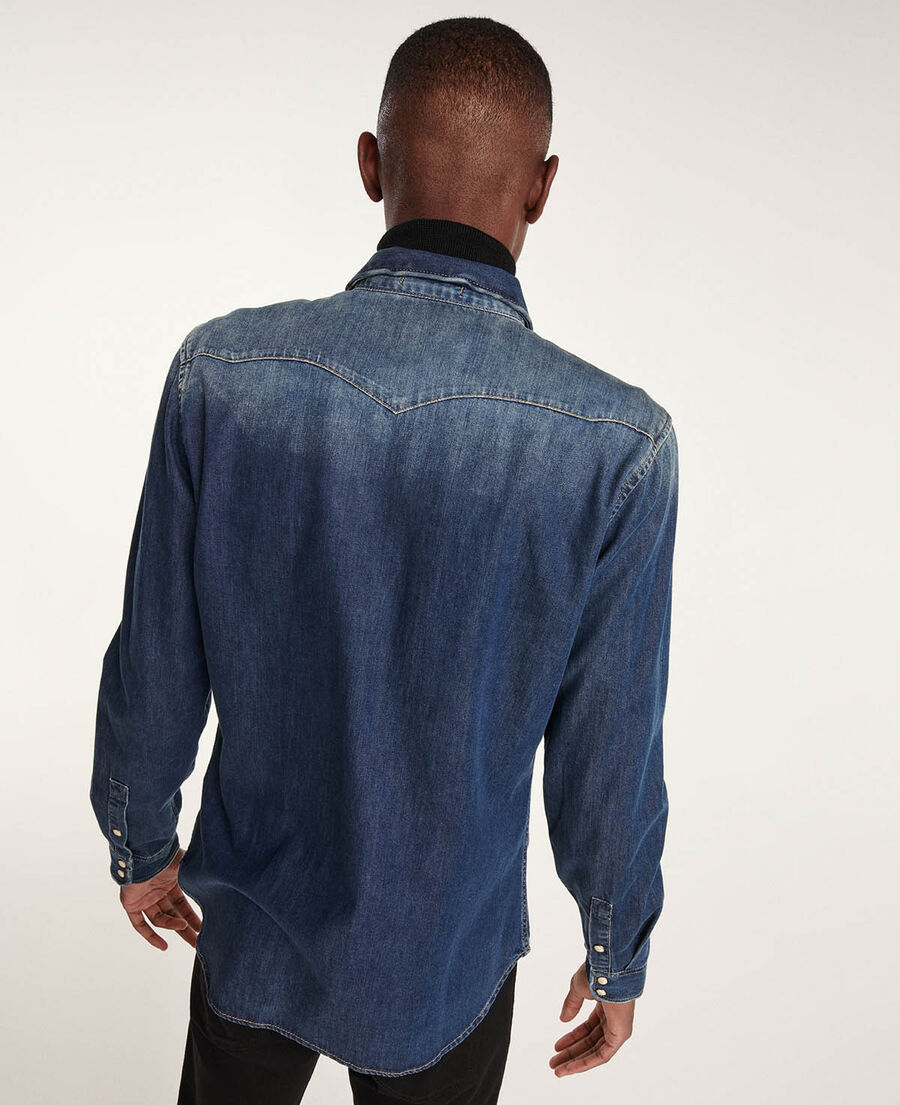 chemise jean bleu délavée style western