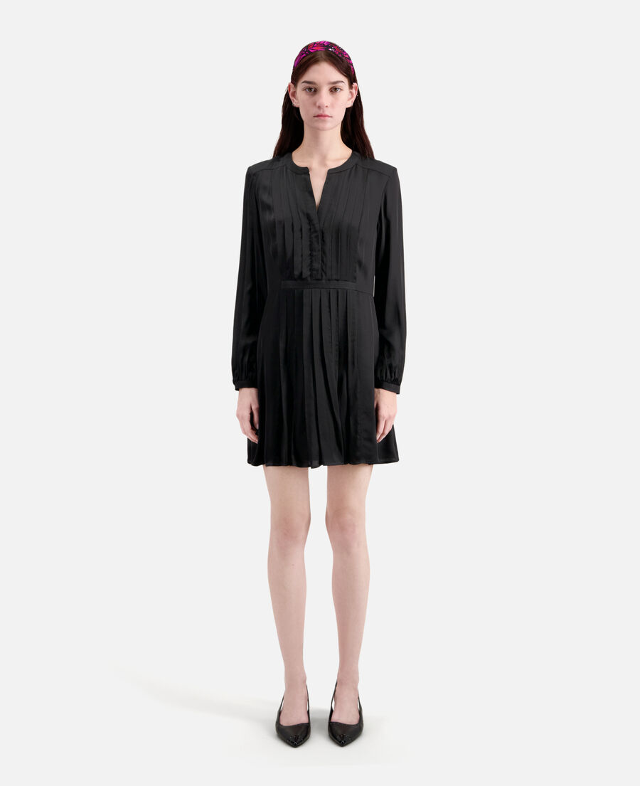 short black dress with pleating