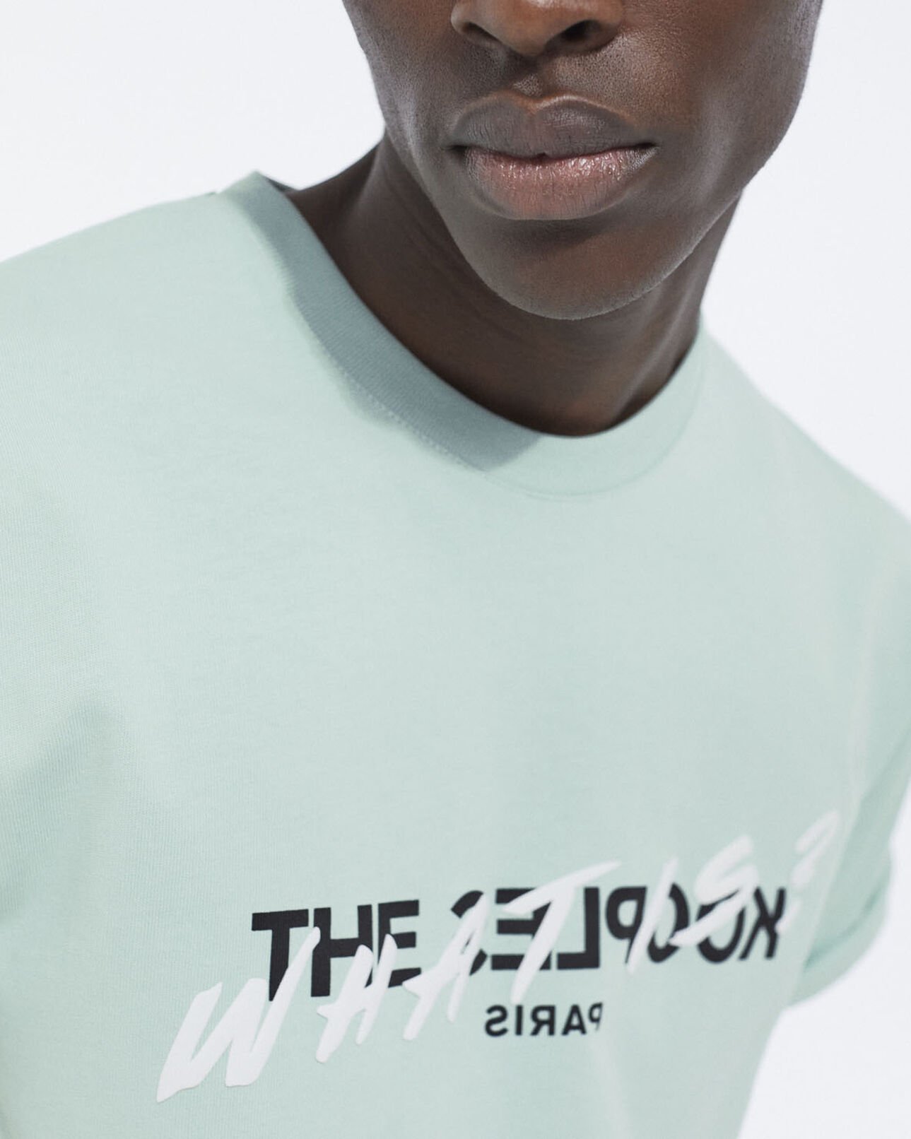 The Kooples HOMME GRIS BLEU t-shirt vert coton détail what is the kooples