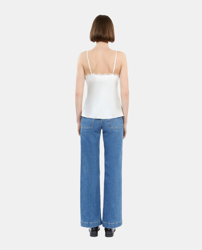 The Kooples FEMME ECRU caraco en soie avec dentelle écru