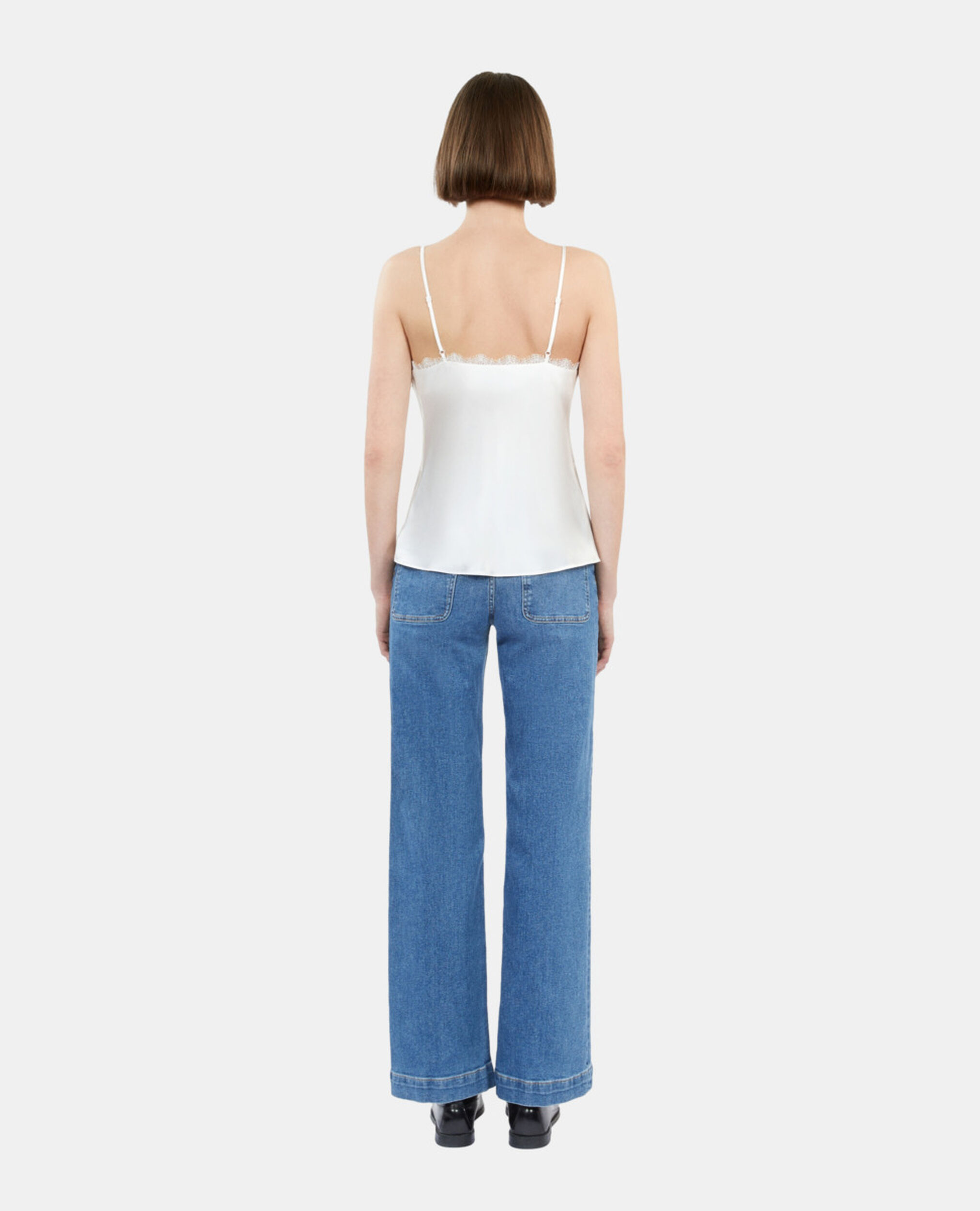 Ecru silk camisole with lace, ECRU, hi-res image number null
