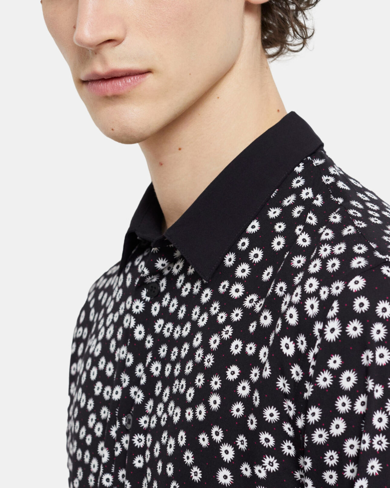 The Kooples HERREN BLACK WHITE hemd mit klassischem kragen und print