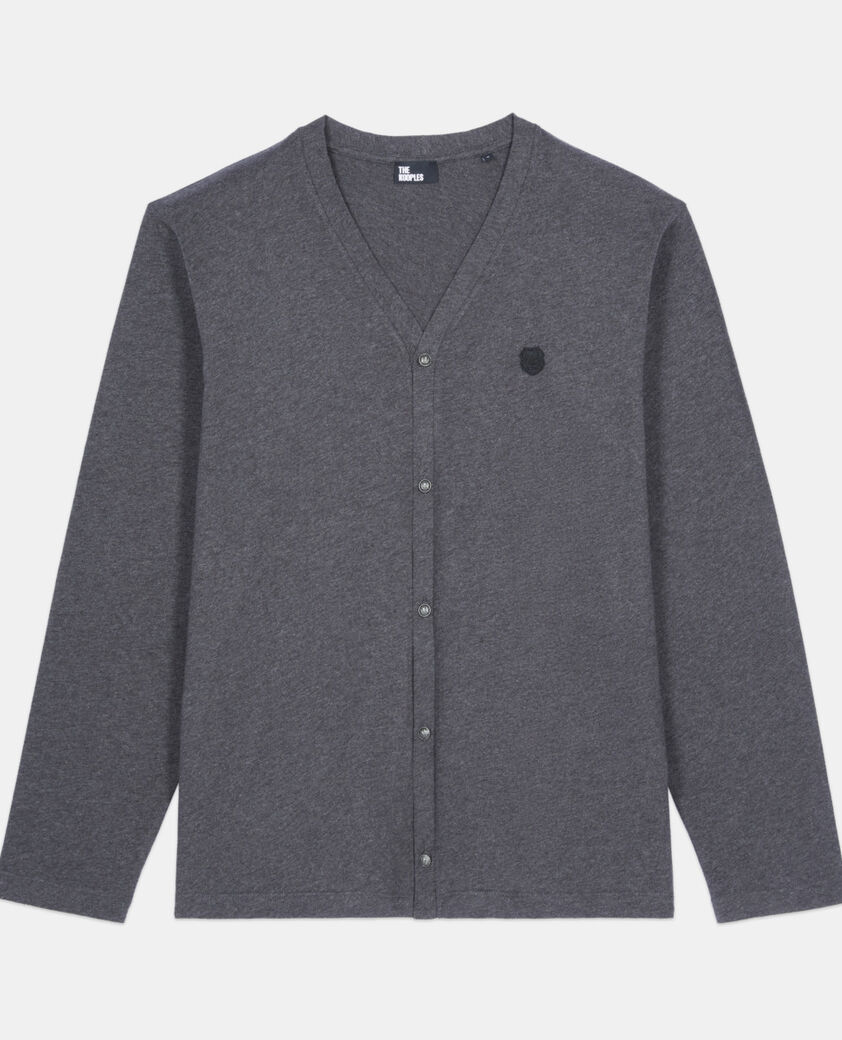 The Kooples HOMME ANTHRACITE MELANGE cardigan en coton gris