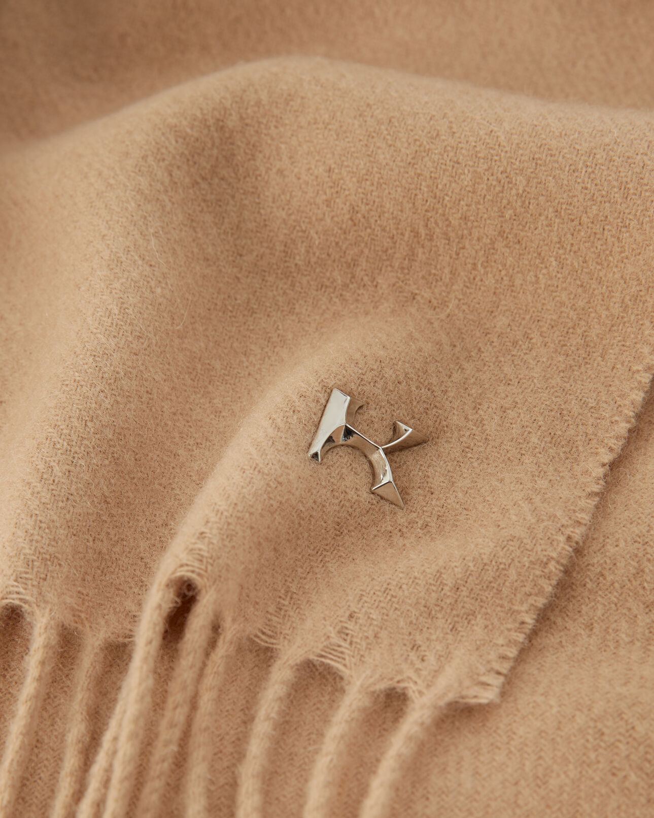 The Kooples MEN CAMEL camel cashmere wool scarf with monogram