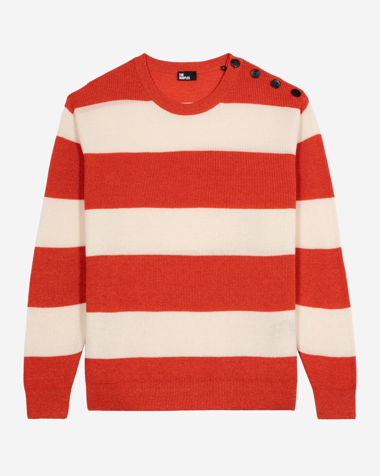 The Kooples HERREN ORANGE ECRU orange gestreifter pullover aus wolle und leinen