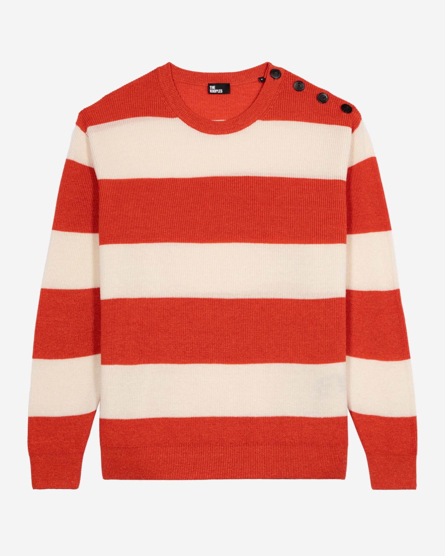 Orange gestreifter Pullover aus Wolle und Leinen, ORANGE ECRU, hi-res image number null