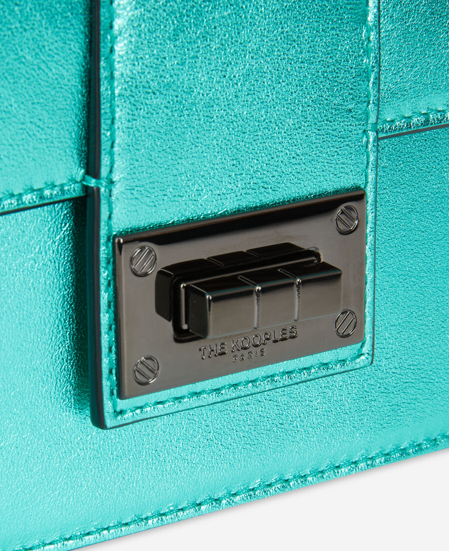 small emily clutch bag in green leather