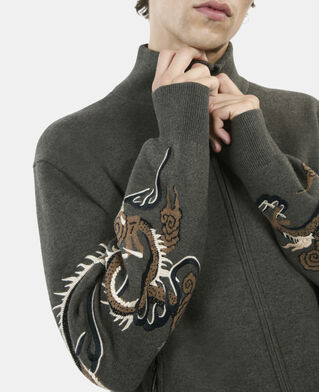 The Kooples HERREN KAKI khakifarbener cardigan aus wollmischung