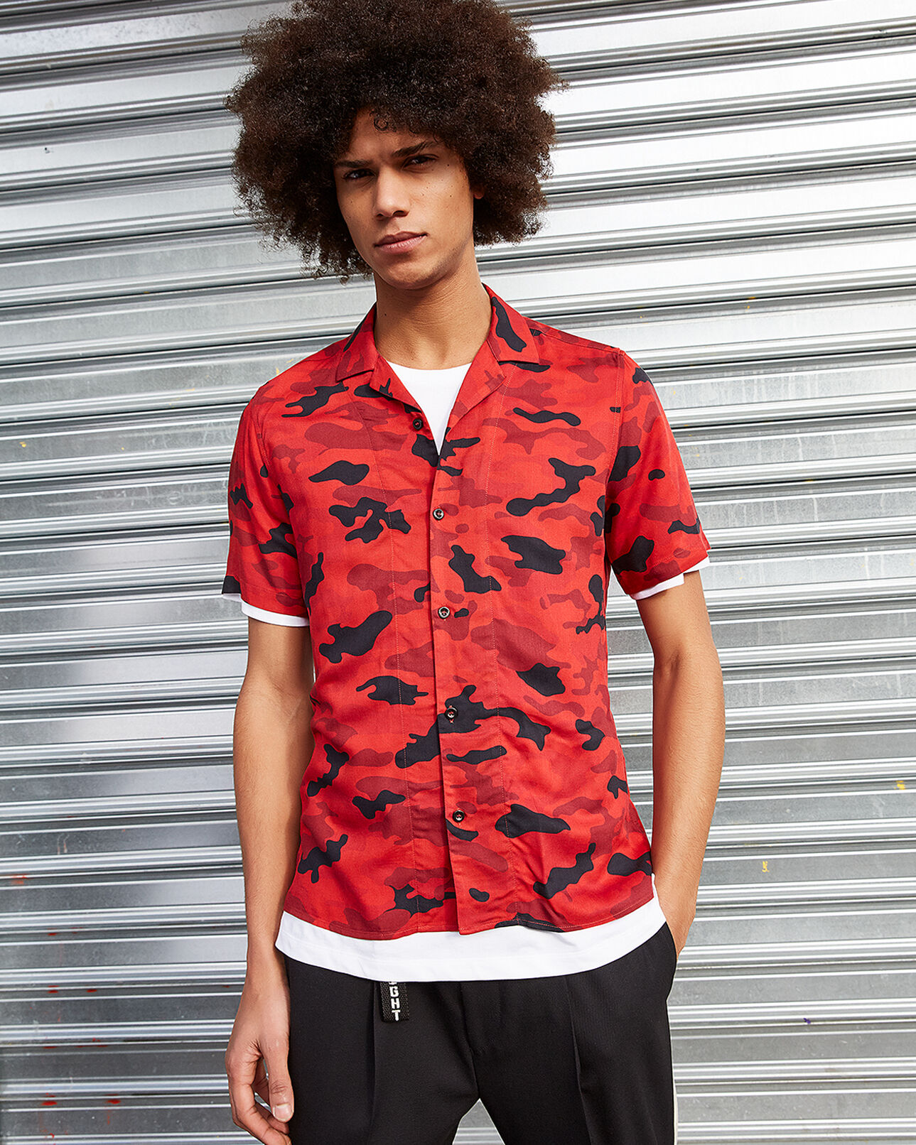 The Kooples HOMME RED chemisette camouflage rouge
