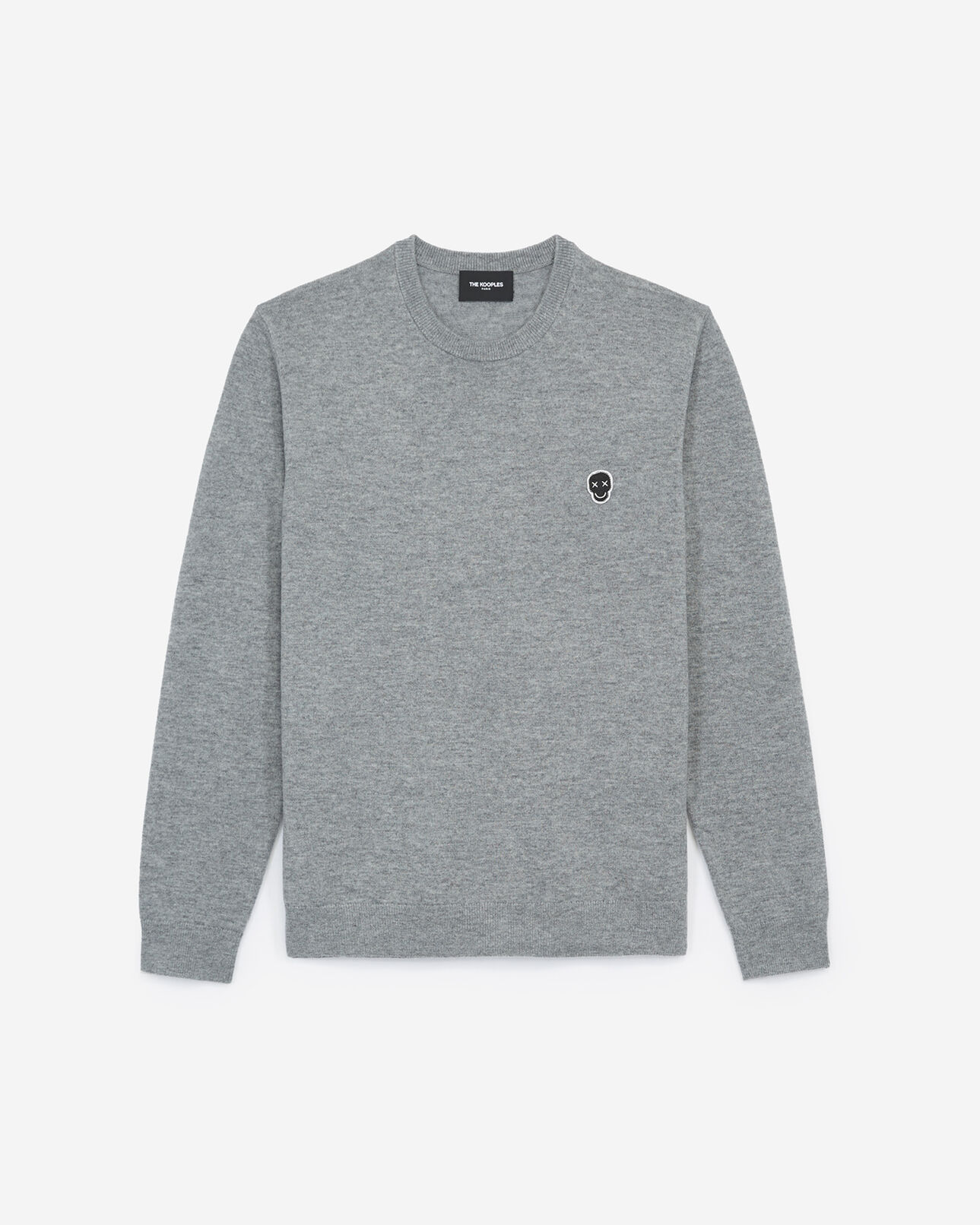 The Kooples HOMME LIGHT GREY pull laine grise col rond
