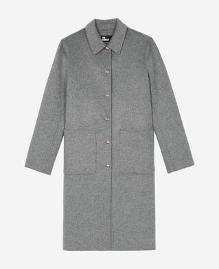 The Kooples F GREY long double-faced wool coat with grey cape
