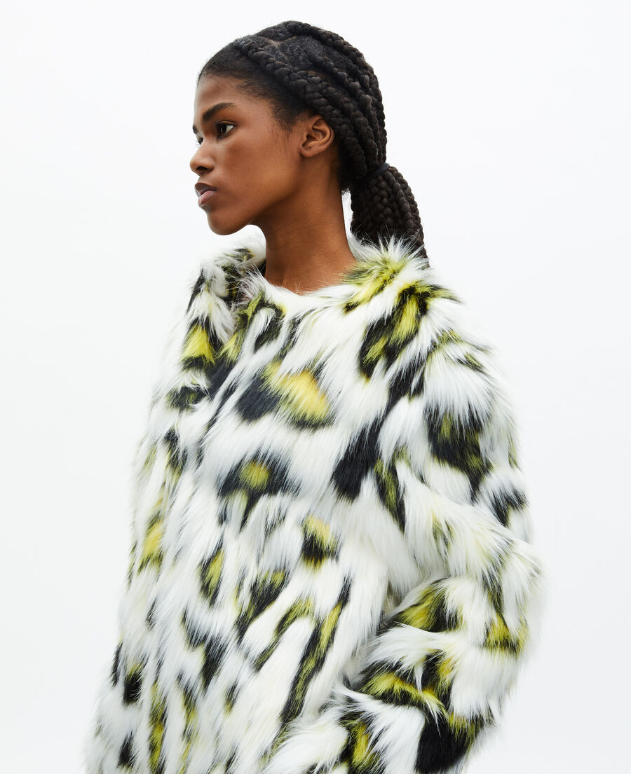 printed faux fur coat