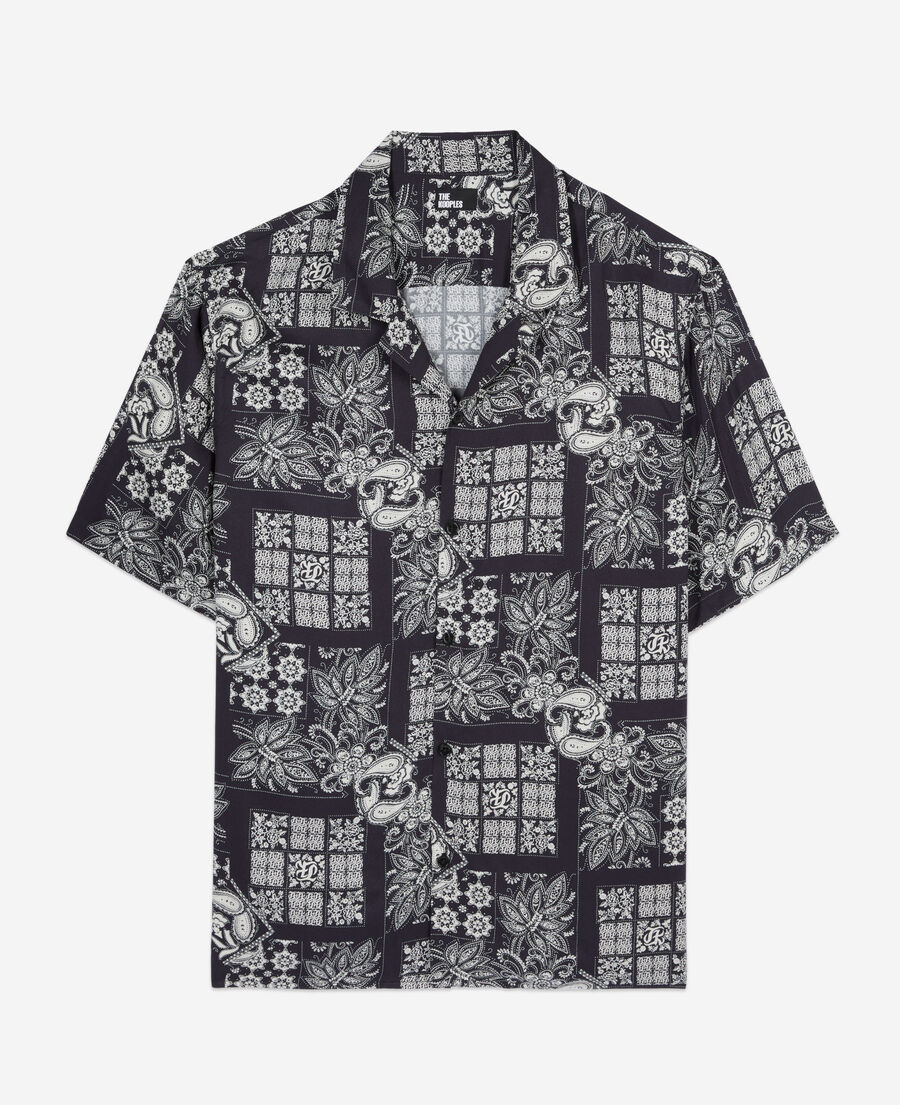 The Kooples H NAVY / WHITE printed short-sleeved shirt