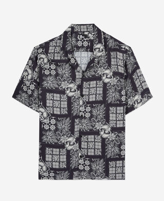 The Kooples H NAVY / WHITE printed short-sleeved shirt