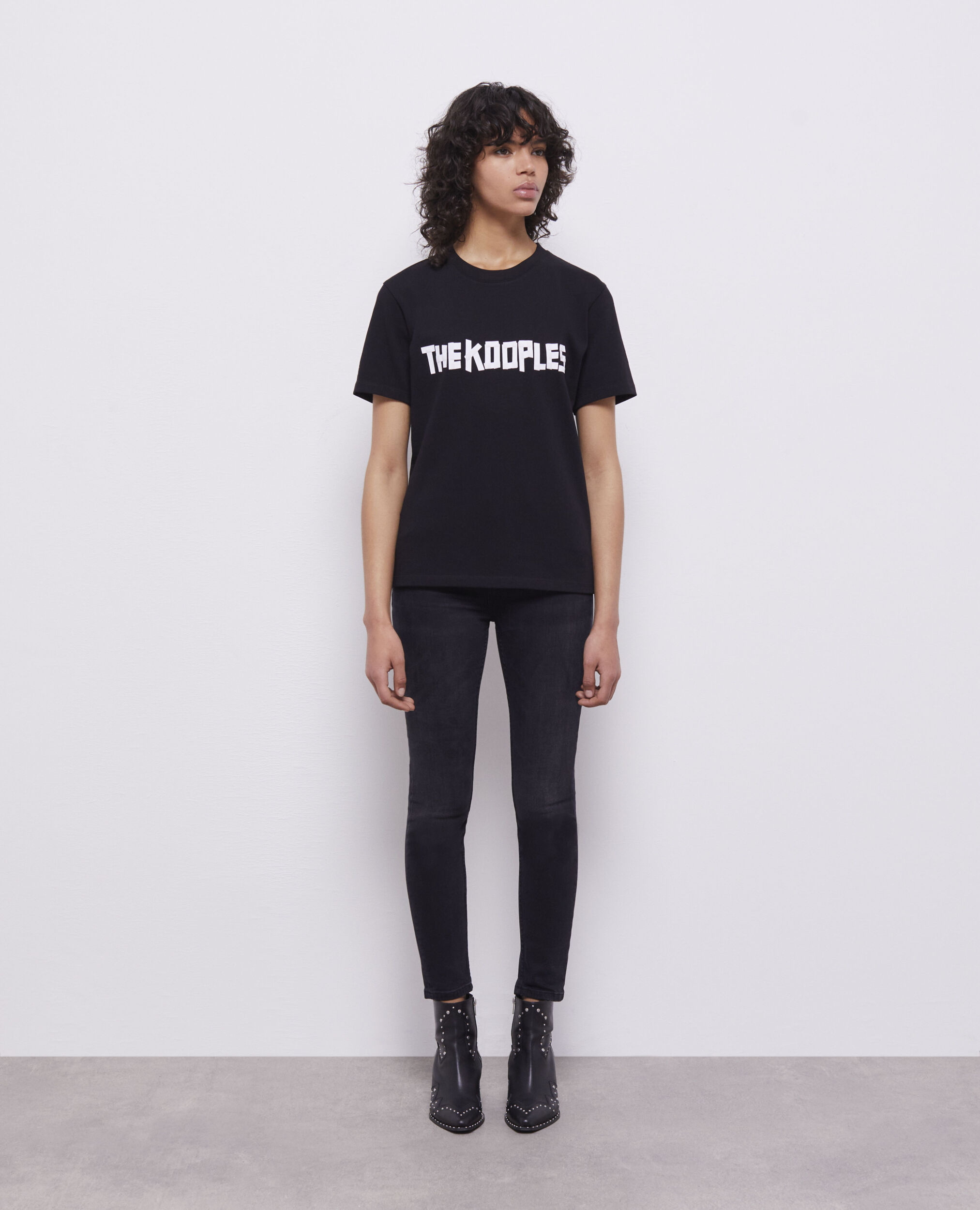 Black T-shirt with logo, BLACK, hi-res image number null