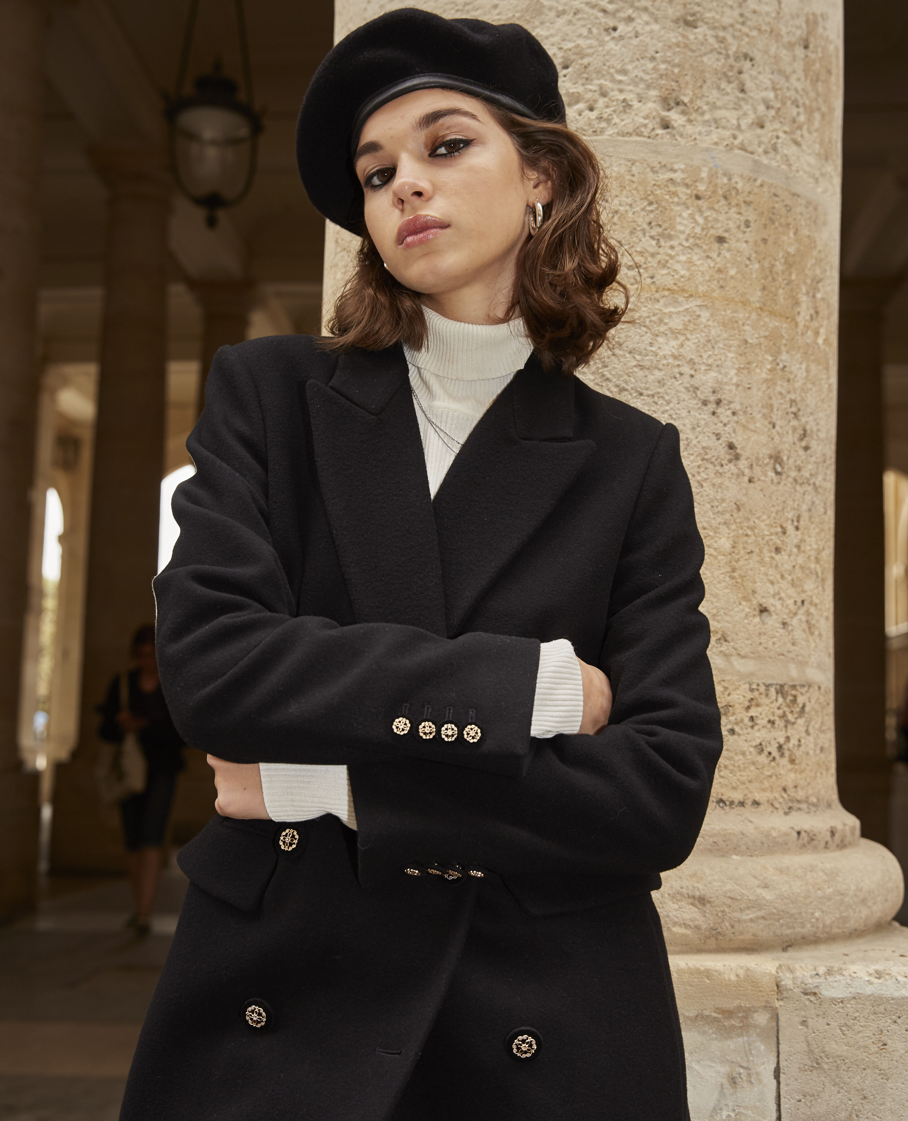 Double breasted long black wool coat The Kooples
