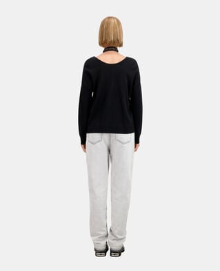 The Kooples WOMEN BLACK ecru sweater with buttoning on the back