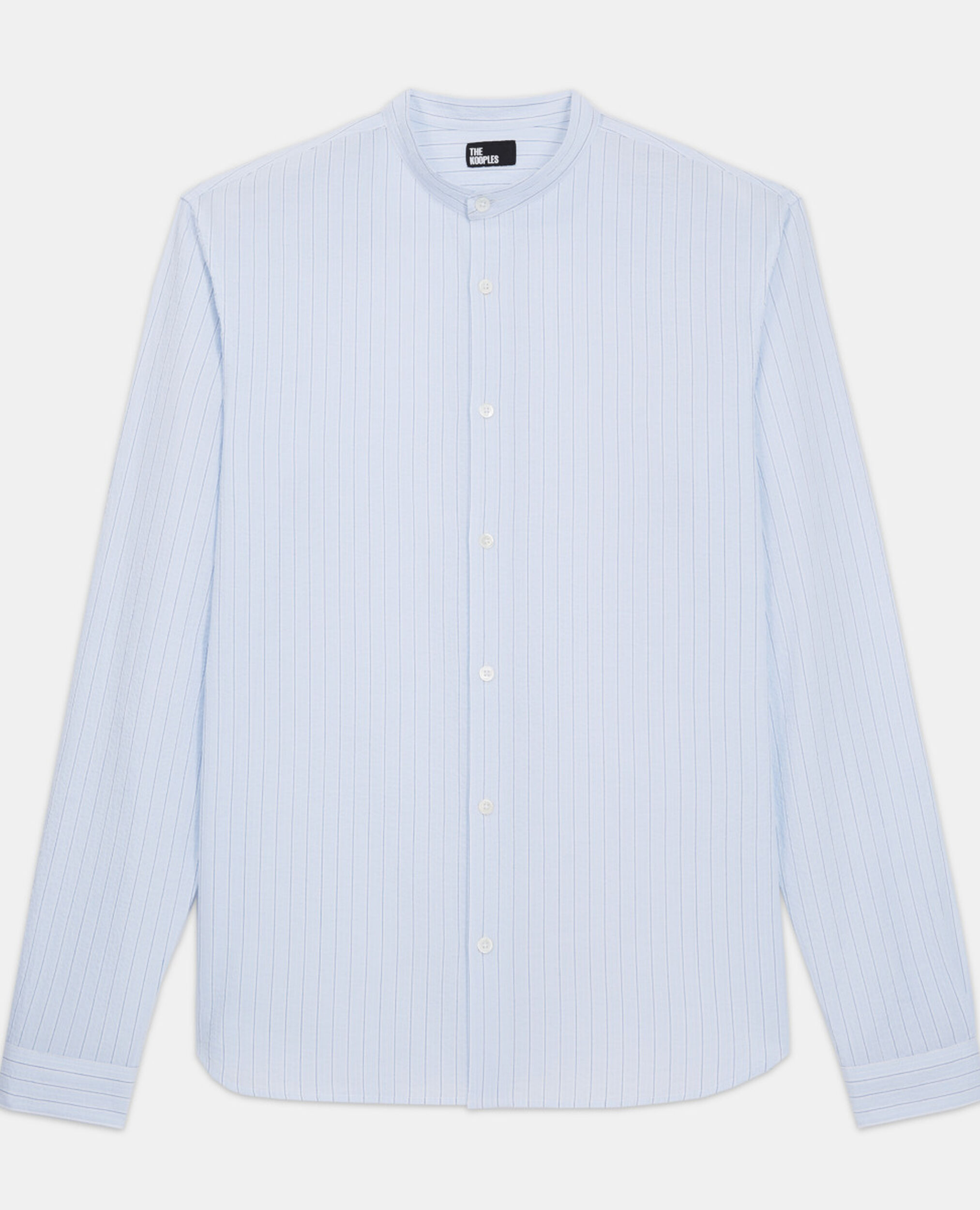 Striped shirt with Mao-neck, WHITE / SKY BLUE, hi-res image number null