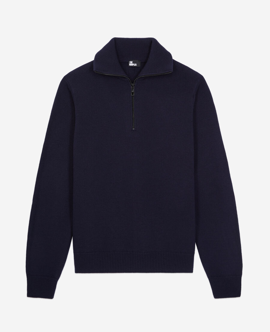 pull bleu marine en laine