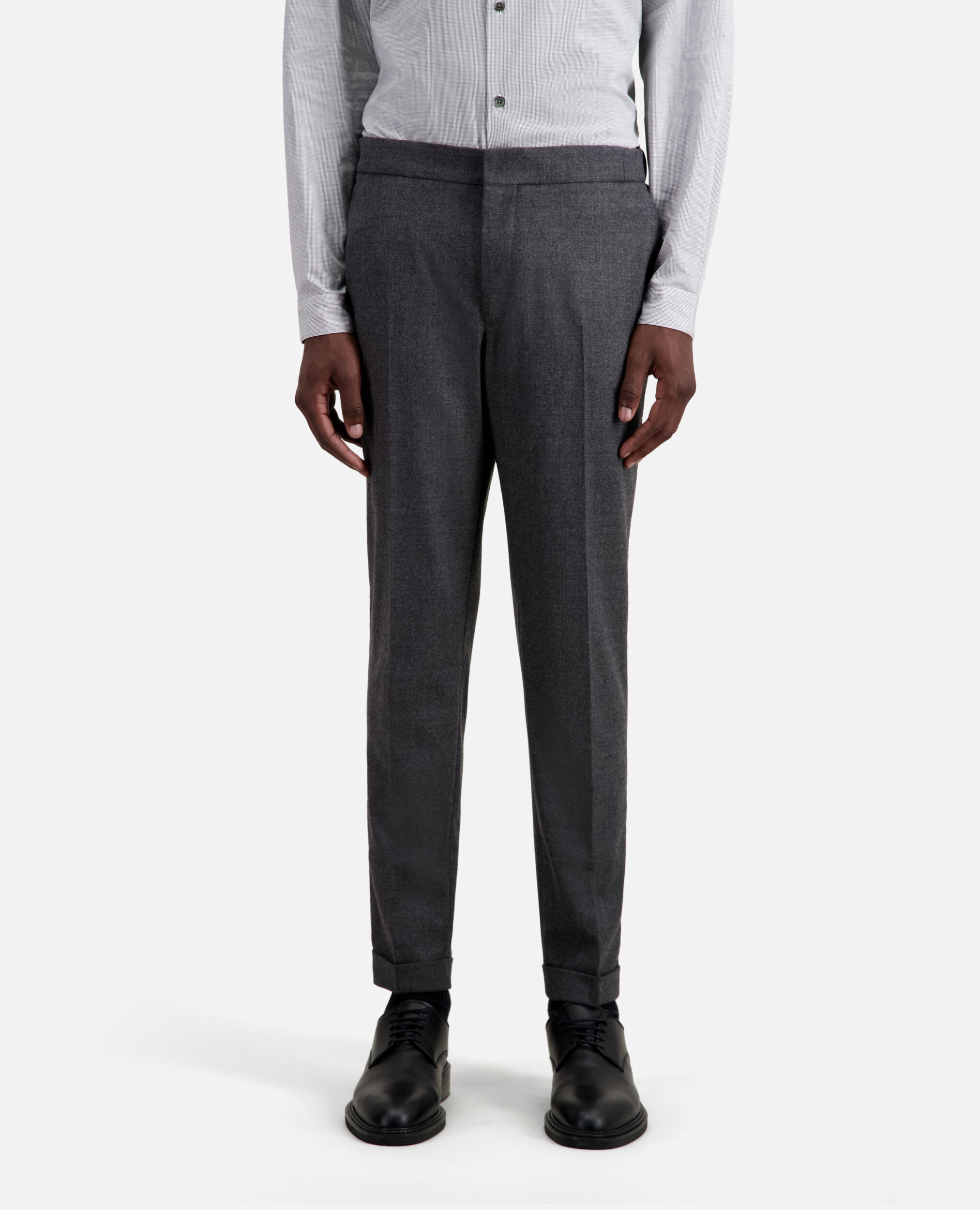 Pantalon gris en flanelle, GREY, hi-res image number null
