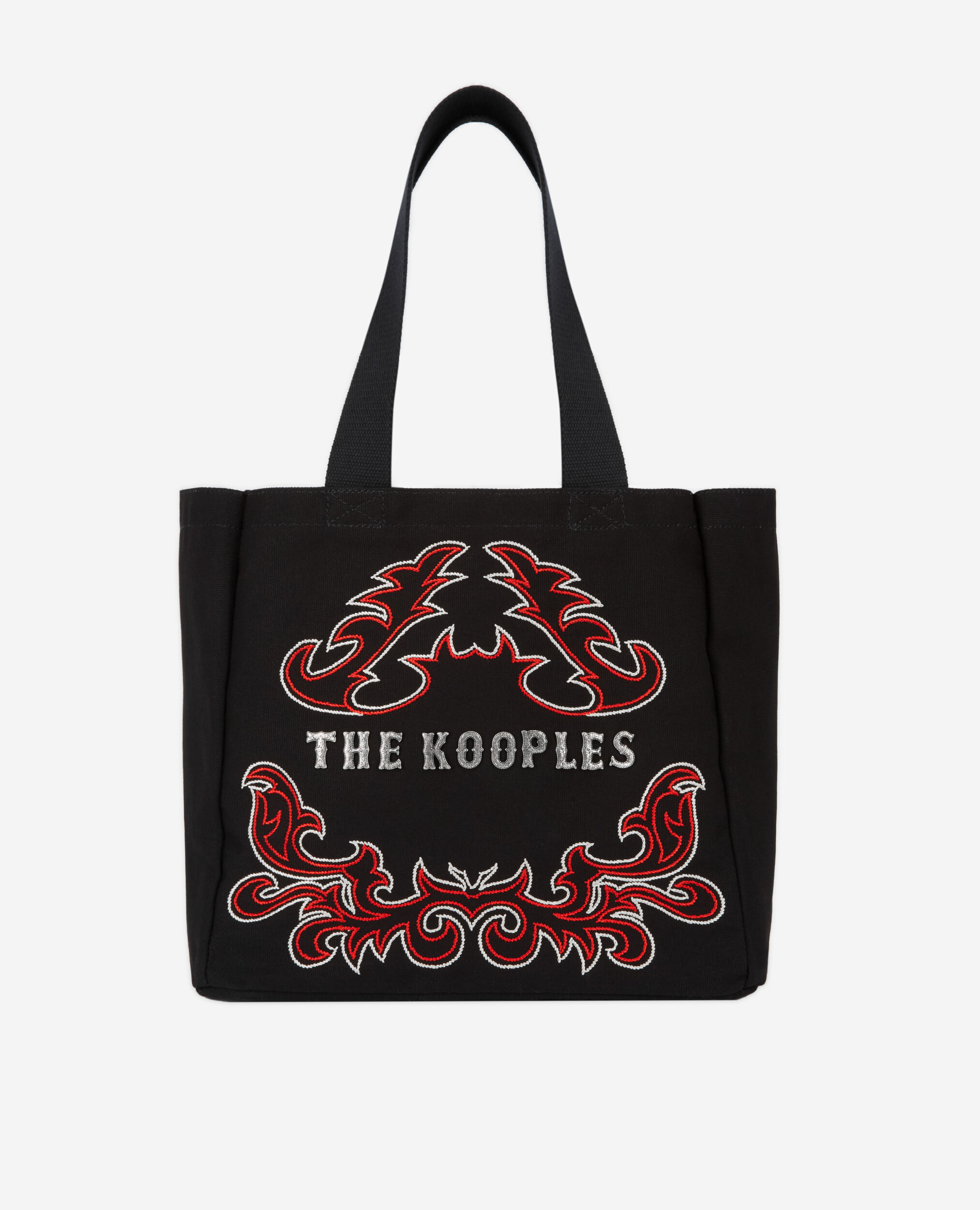 Small black tote bag with embroidery and logo | The Kooples - UK