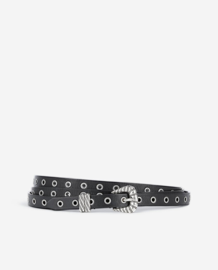 The Kooples WOMEN BLACK black leather double wrap belt