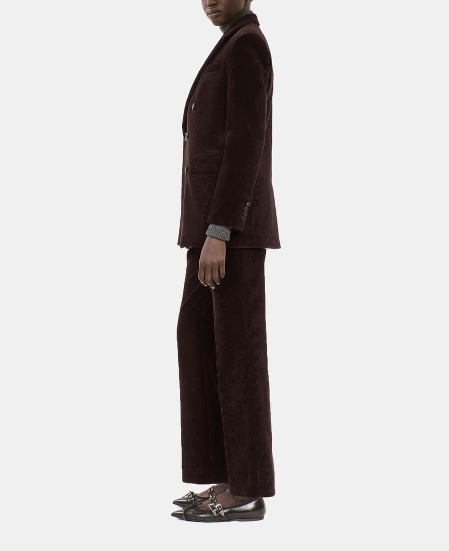 The Kooples FEMME BROWN veste tailleur en velours côtelé marron