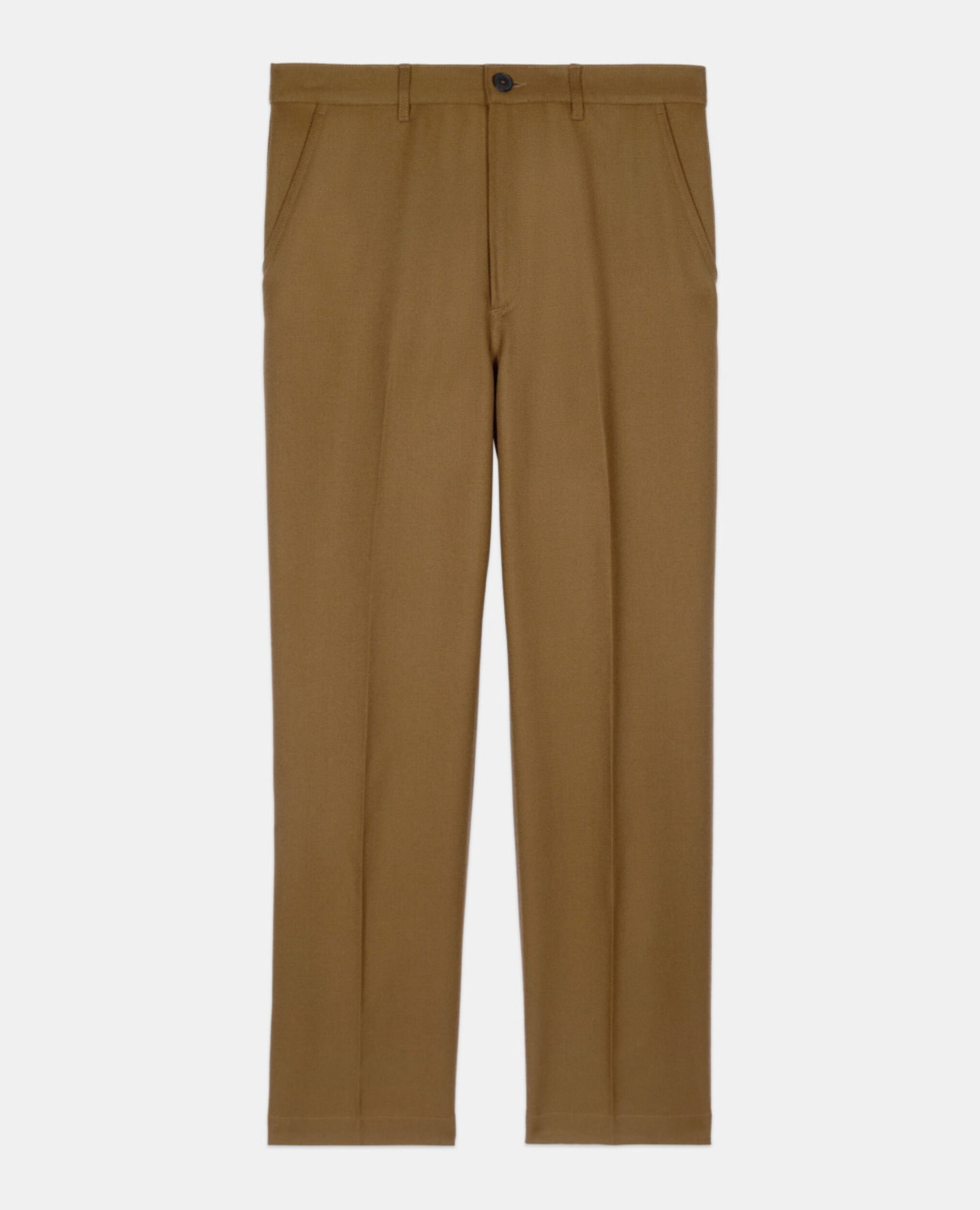 Khaki wool trousers, KAKI, hi-res image number null