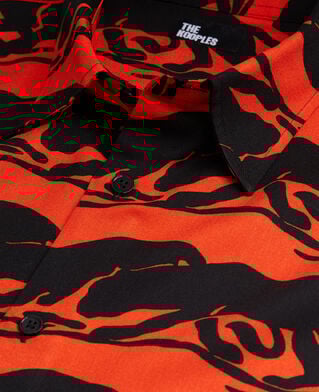 The Kooples H BLACK - RED panther print casual shirt