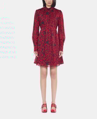 The Kooples FEMME BLACK - RED robe courte plissée imprimé cœurs