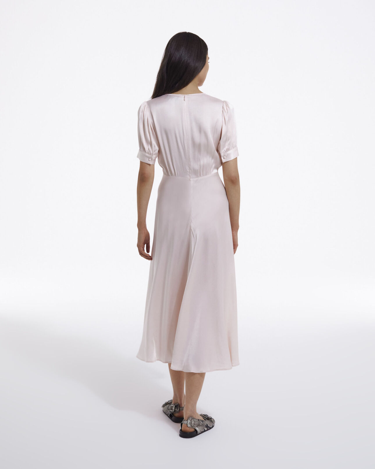 The Kooples WOMEN LIGHT PINK light pink long short-sleeved dress